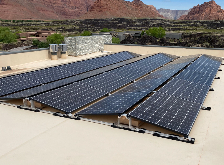 solar panel newly installed on residential home roof washington ut