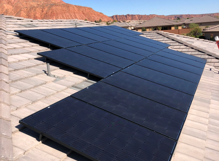 solar panel newly installed on tiled roof washington ut